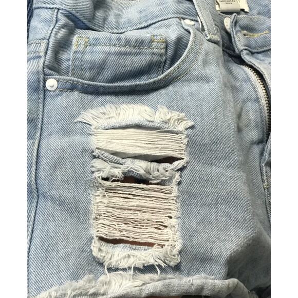 FOREVER 21 High Waisted Distressed Ripped Denim Jean Shorts Sz 28 Beach - Picture 11 of 11